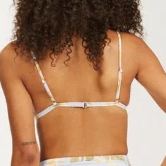 Billabong Skies for Days Ceci Triangle Bikini Top Blue Floral M/10 - Picture 5 of 11